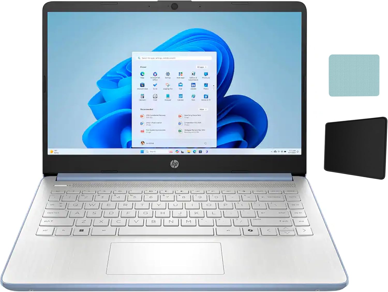 HP 14 inch HD Business Laptop, Intel Processor N150, 4GB DDR4 RAM, 128GB UFS, Wi-Fi, Windows 11 Home in S Mode, One-Year Microsoft Office 365, Sky Blue with TGY Accessories