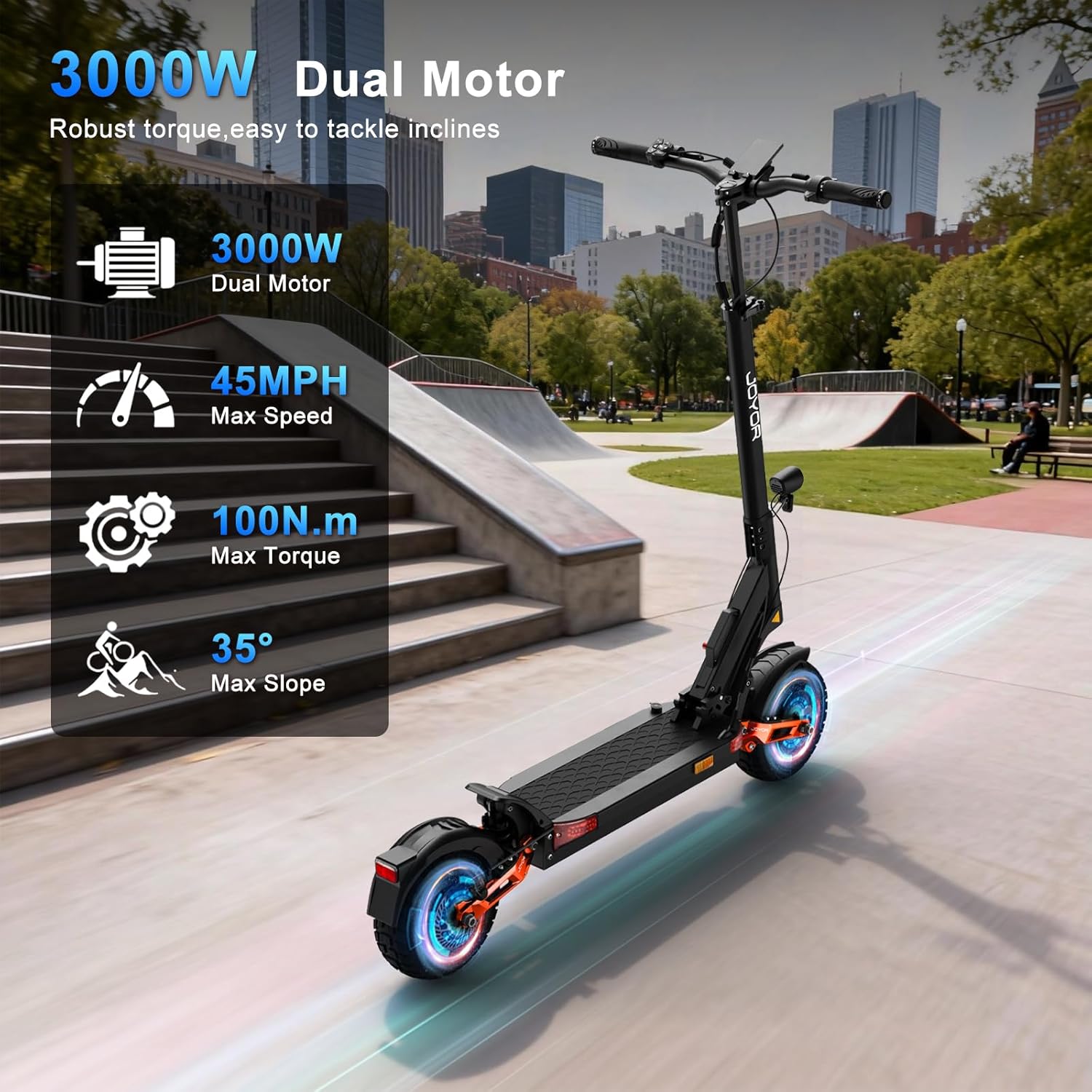 JOYOR S5/S10/T10 Electric Scooters,600W-2000W Motor,31-44 MPH Top Speed,34-47 Miles Range,10