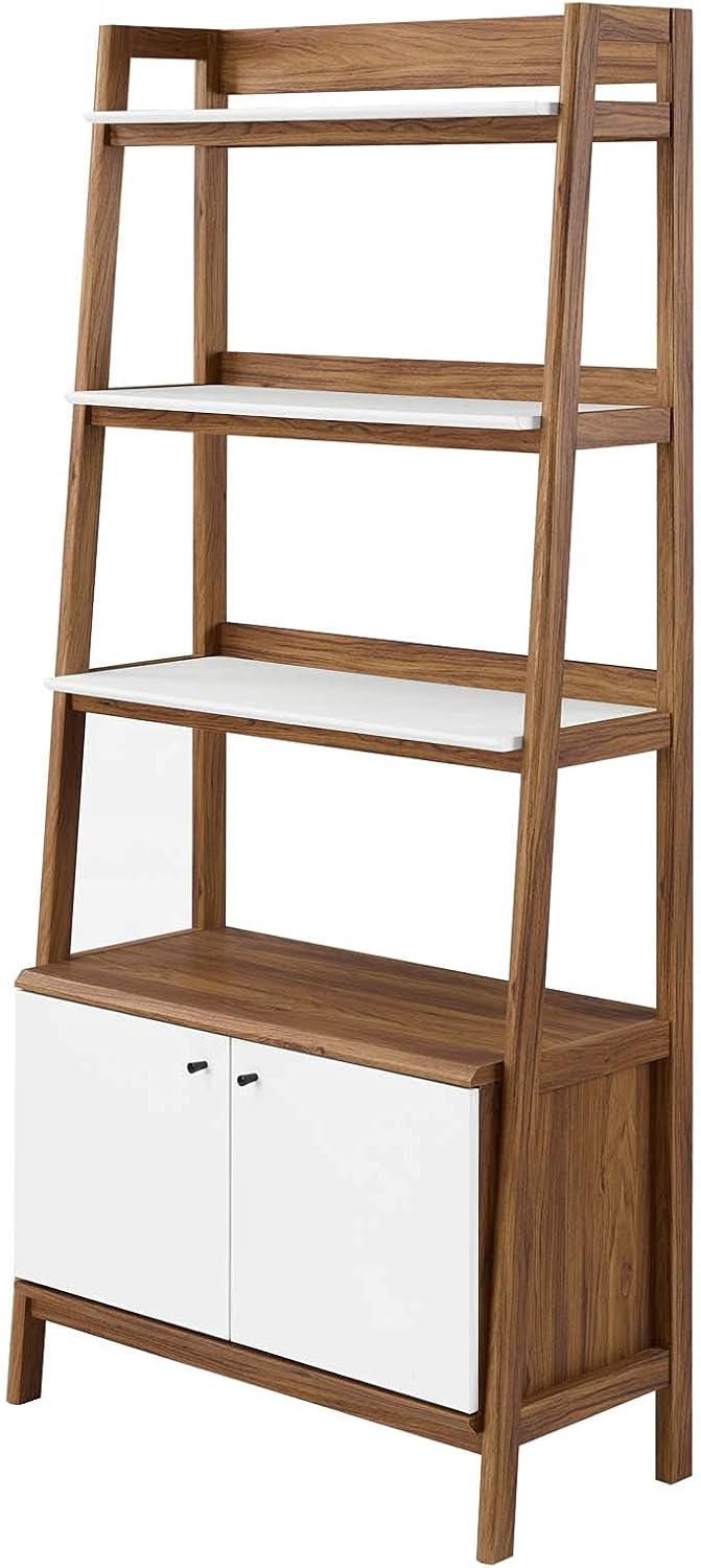 America Luxury - Storage Bookcase Book Shelf Rack, Wood, Brown Walnut White, Modern Contemporary, Lounge Hotel Hospitality