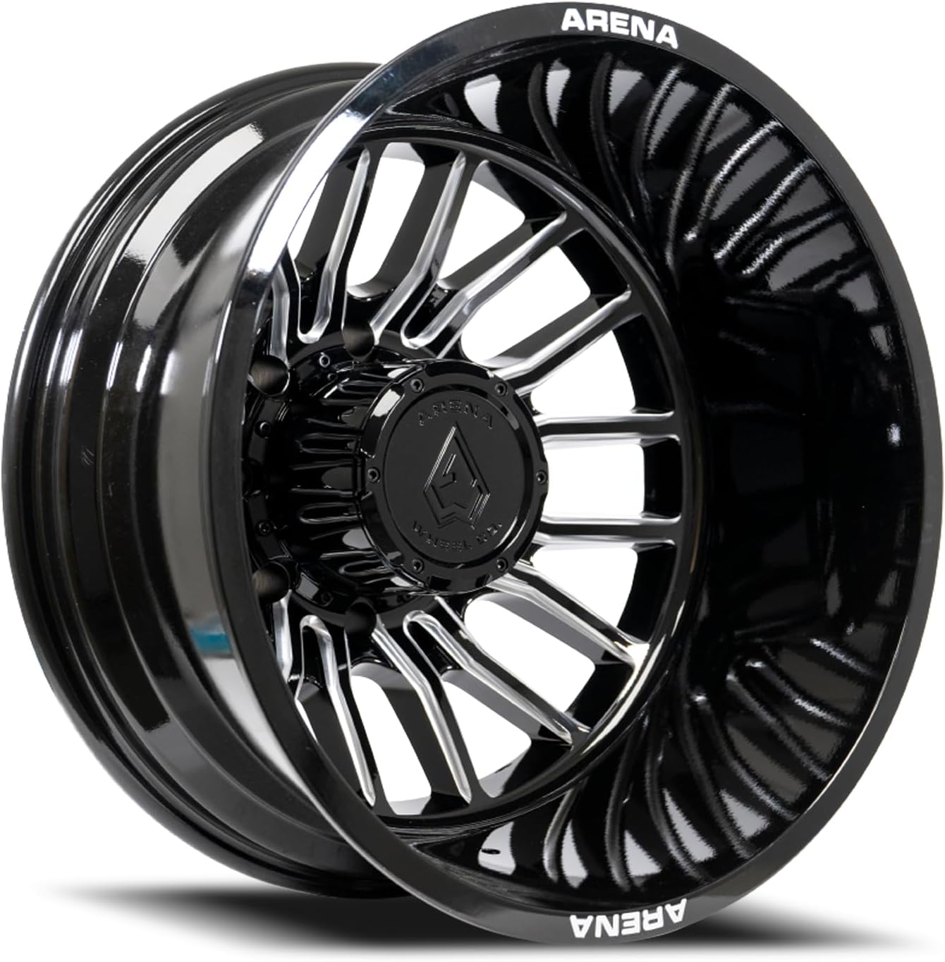 A113 Dually Thunder Rear Wheel, Gloss Black And Milled, Size: 22x8.25, Bolt Circle: 8x210 (-220mm Offset)