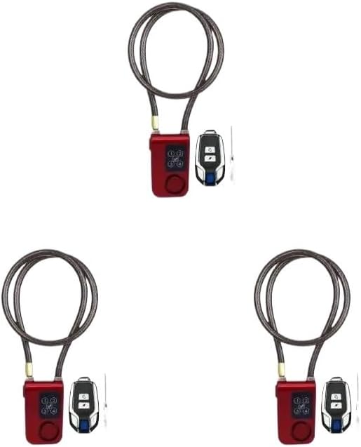 1/2/3PCS Bike Lock Alarm Bluetooth-Compatible Cycling Bicycle Waterproof Padlock Dustproof 4-Digit Password Alarm Locker (Color : 1 Red 3pcs) (1 Red 3pcs)