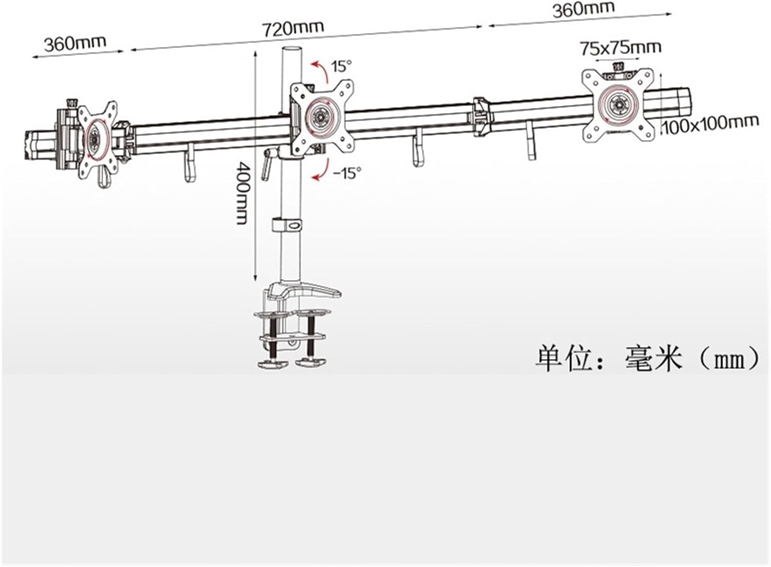 Aluminum Alloy Desktop Monitor Stand Three-Screen Splicing Screen Stand Hanger Increase MP230CL