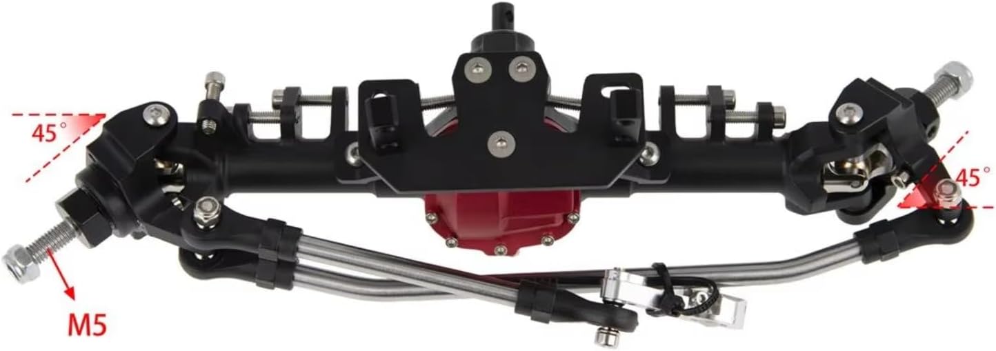 RC Axle Spare Parts For Axial 90027 90028 CC01 For LCG For SCX10 II 90046 90047 1/10 CNC Front Rear Straight Axle RC Crawler Car Chassis Part(Black)