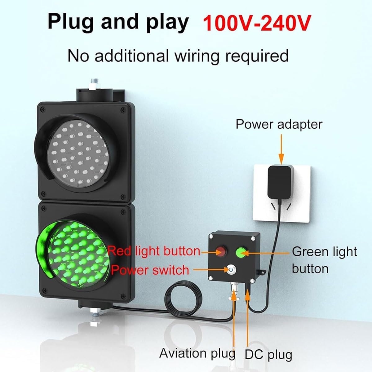 LED Traffic Stop Light with 1.5M Pole,4 Inch Industrial Loading Dock Bay Traffic Light,Signal Stop Go Light,IP67 Waterproof Red/Green Light Traffic Signal Light