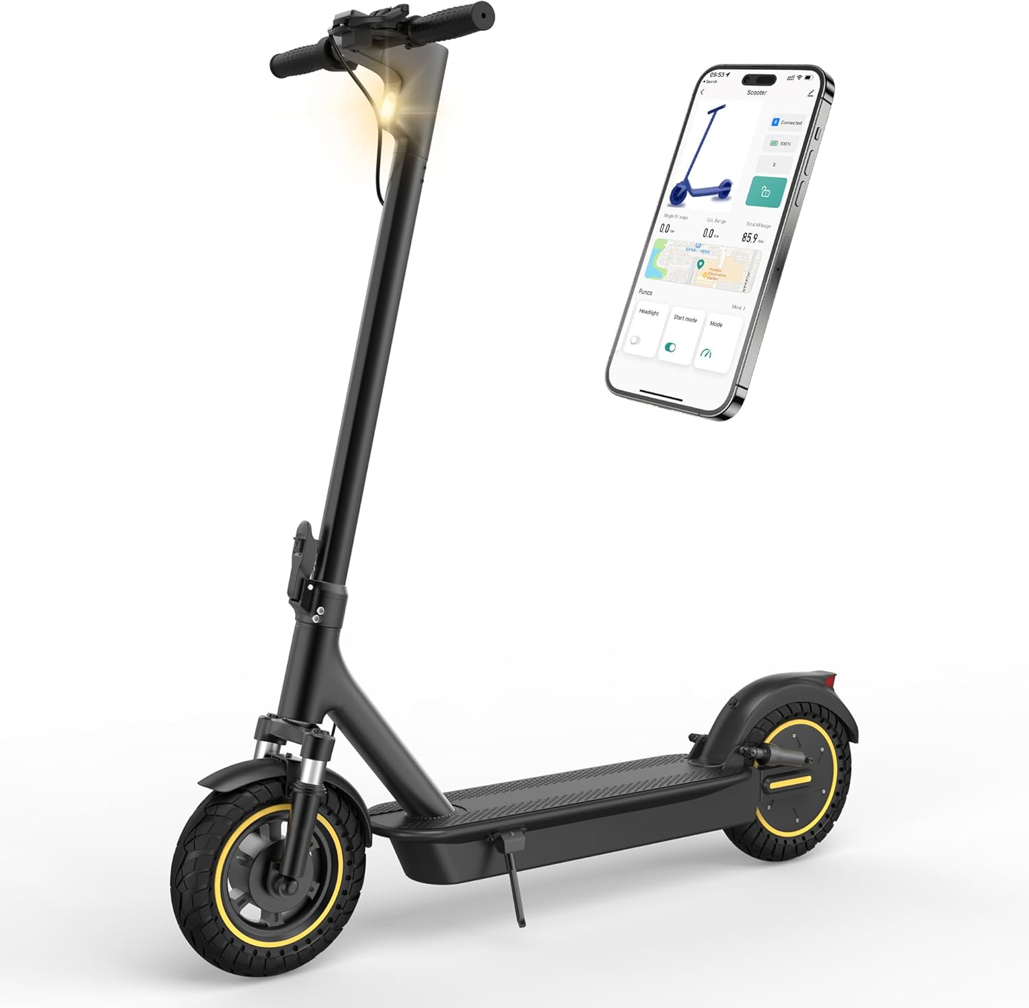 MAXSHOT Electric Scooter Adults, Foldable Electric Scooter with Seat & Basket, 750W Peak Motor, 48V 10.4Ah Battery, 14
