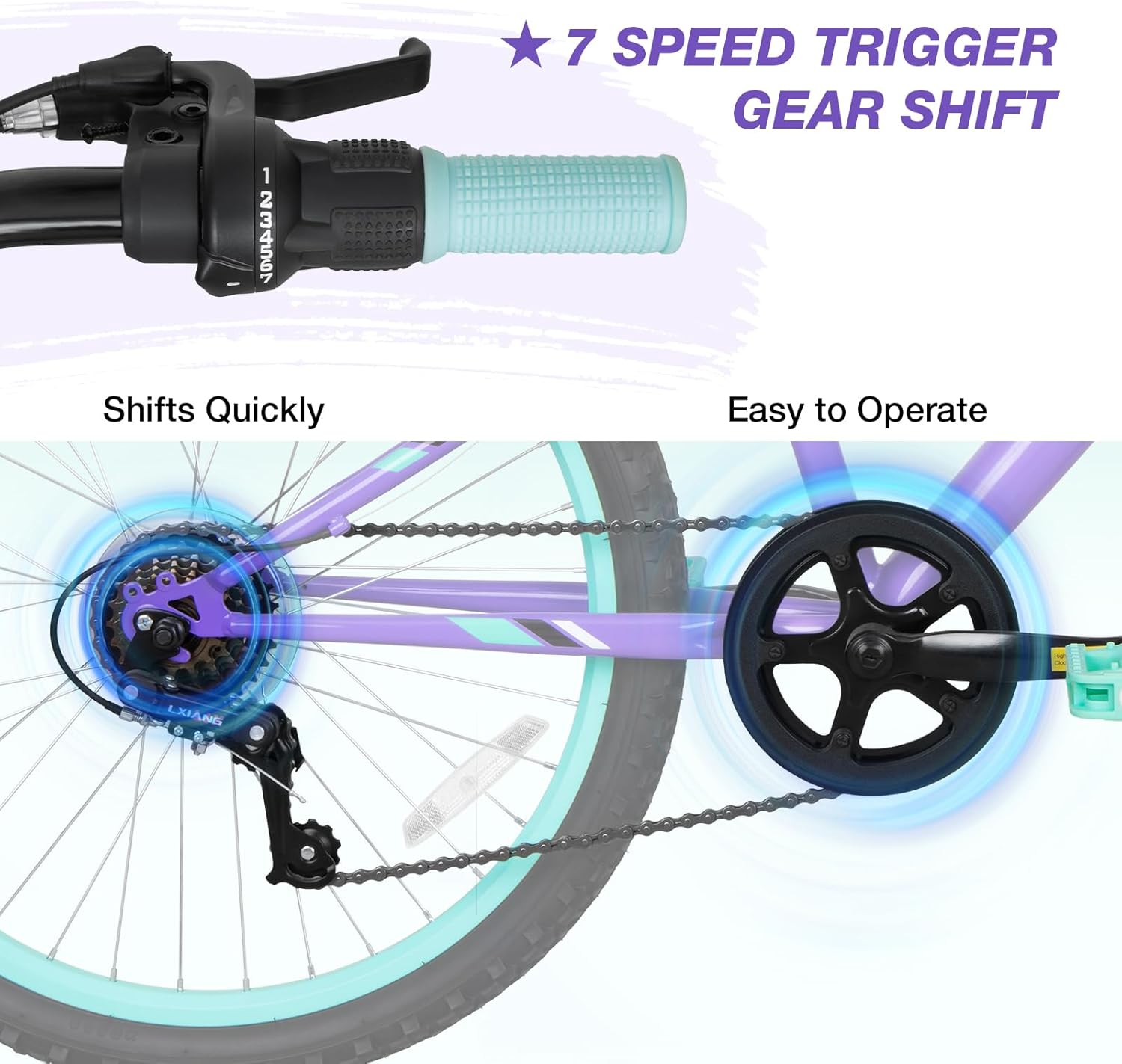 WEIZE 20 24 Inch Kids Mountain Bike,Kids Bike for Girls Age 6-14 Year Old,6 Speed Kid Bicycle with Front Suspension Fork,Adjustable Seat Height,High-Carbon Steel Frame,Ideal for Girl Adventurers