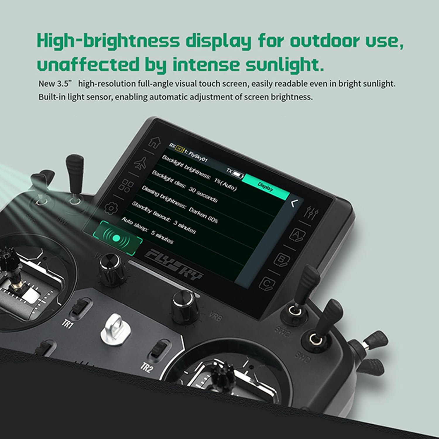 Flysky PL18 Ultra Paladin 18CH Radio Remote Controller Transmitter 3.5-inch IPS Touch Screen Compatible with FTr8B AFHDS 3 Protocol Receiver for Rc Airplane Helicopter Car Boat Robot Glider