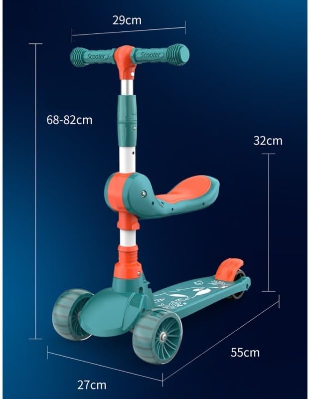 Wiggle cart 2-in-1 Scooters Kids Foldable Seat Adjustable Height Widened Non-Slip Deck More Safer for Beginner(Pink)