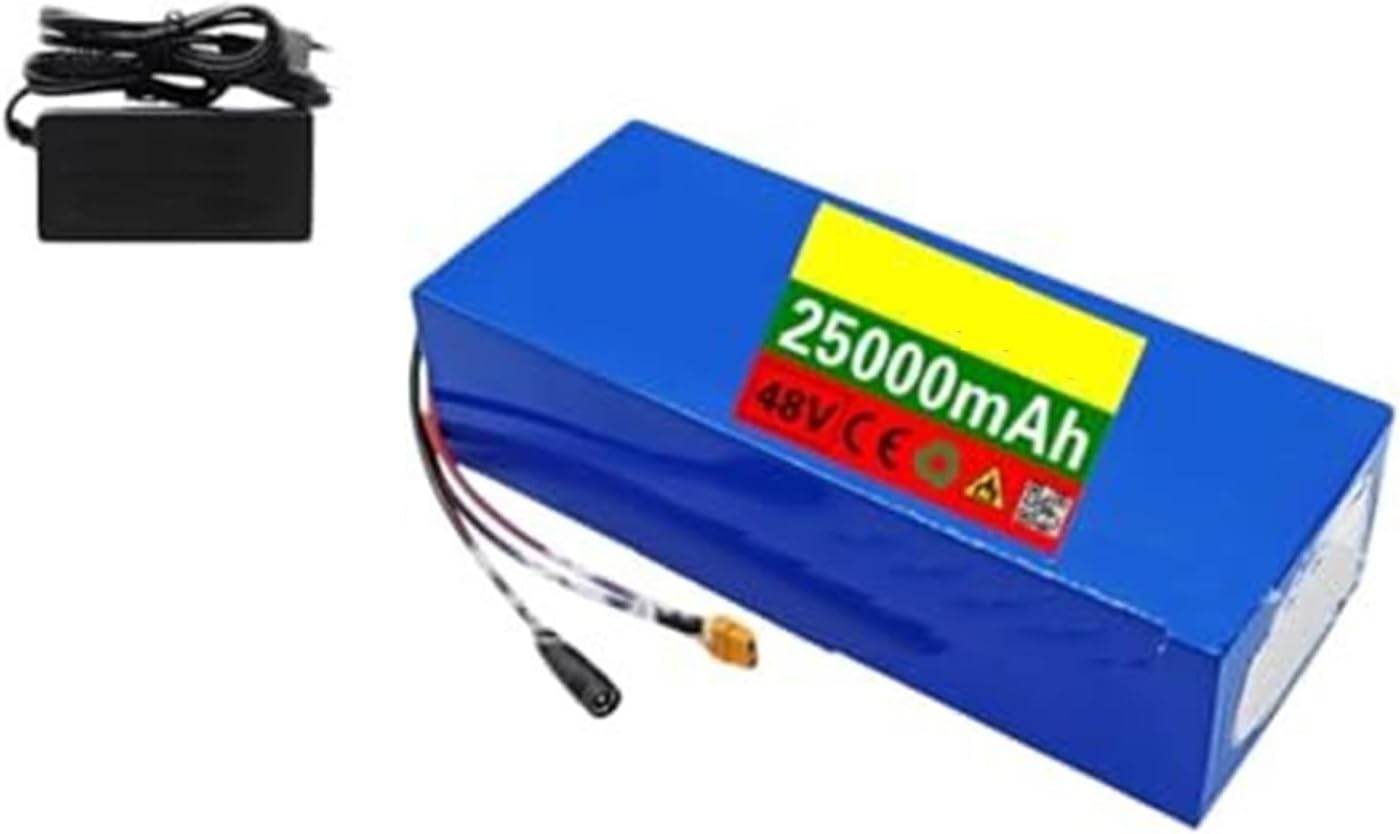 48V 25Ah Ebike Battery Pack for Electric Bicycle and Scooter, Lithium-Ion 13S5P with 54.6V 2A Charger, BMS(T)