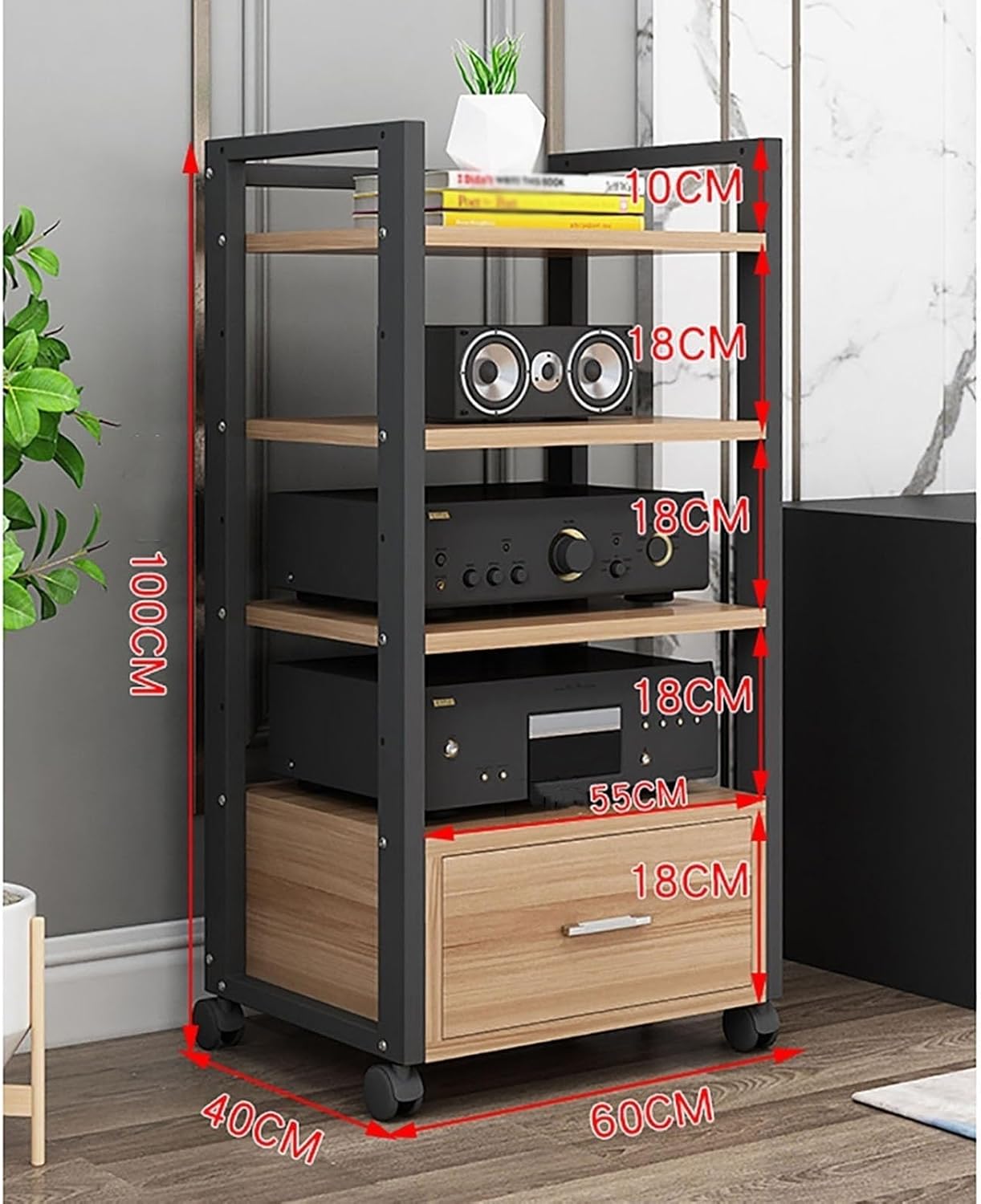 4/5- Tier AV Media Stand with Drawer