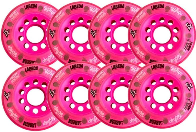 Labeda Whips Roller Hockey Wheels - Pink 8-Pack - Soft - Choose Size - Evo Spacers are Included