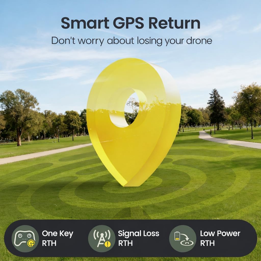 Holy Stone HS175G GPS Drone With 4K EIS Camera For Adults, 249g Foldable RC Quadcopter With Auto Return, Follow Me, 60 Mins Flight Time, Battery Fast Charge, Headless Mode, Upgraded HS175D