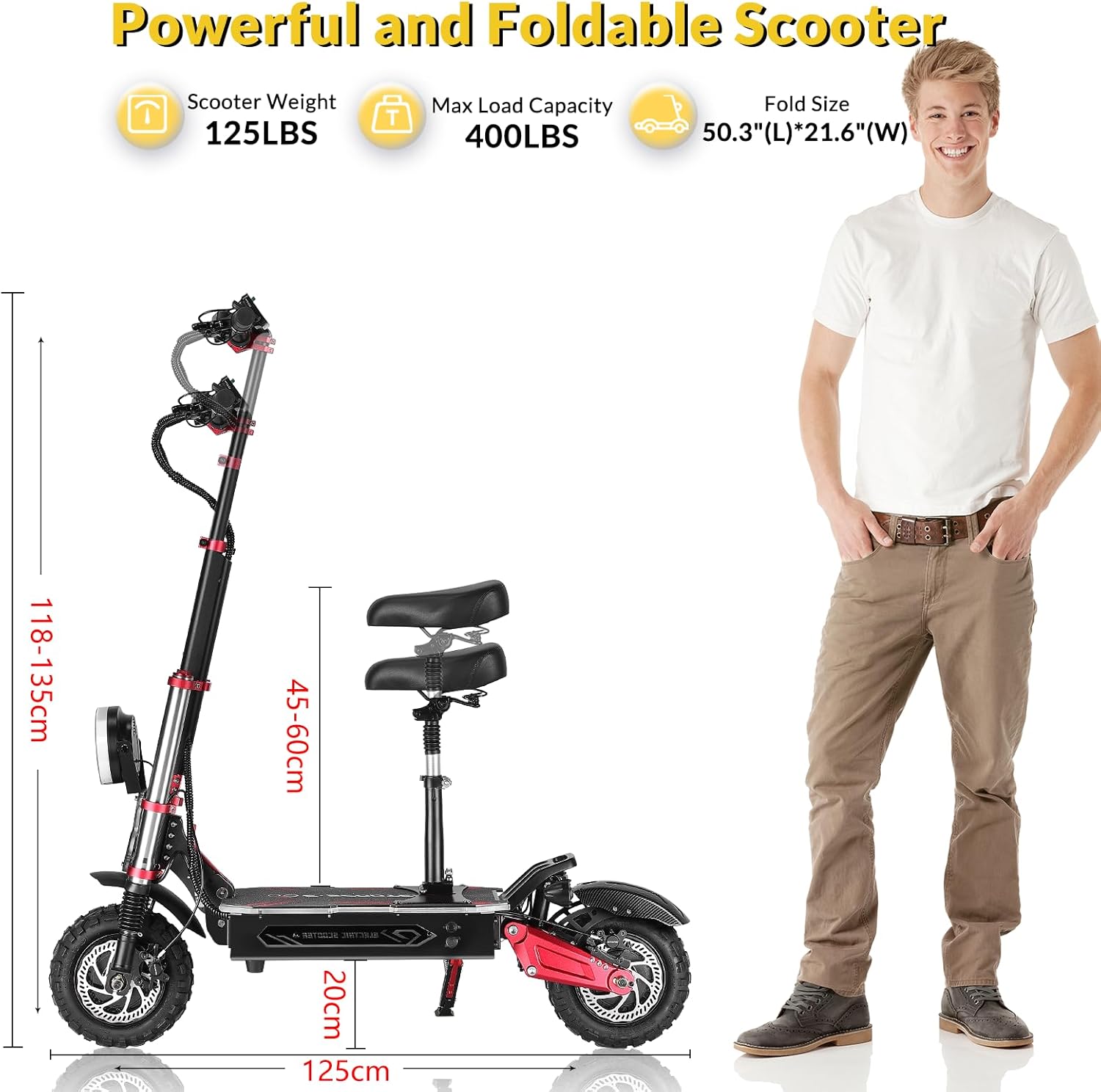 S5 Electric Scooter for Adult, 6000W Dual Motor 55MPH Fast Escooter, 60V 38Ah Battery Up to 75 Miles, Portable Folding E-Scooter with Seat, 11