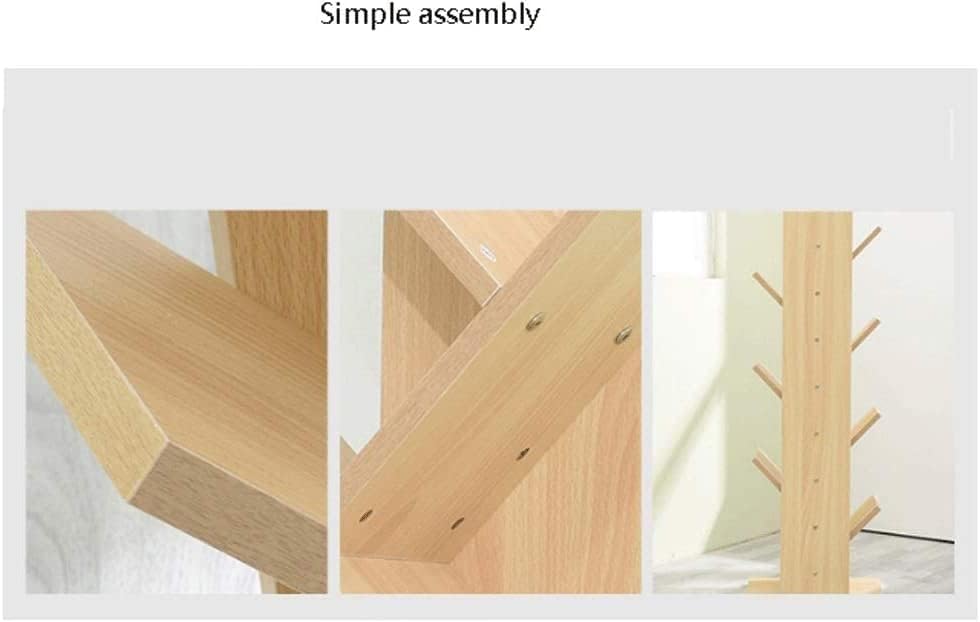 PAASHE Vertical Bookshelf 7 Tiers Large Capacity Bookcase Creative Tree Bookshelves Wooden Rack Bookcase Can Place Cd/Movie/Book