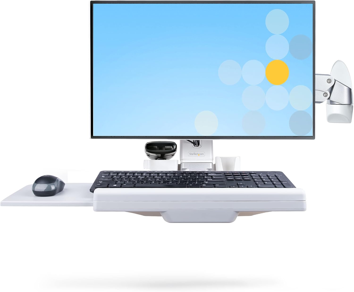 StarTech.com Wall Mount Workstation, Full Motion Sit Stand Desk w/Height Adjustable VESA Monitor Arm & Keyboard Tray, Ergonomic Wall Mounted Computer Workstation, Single Display, TAA