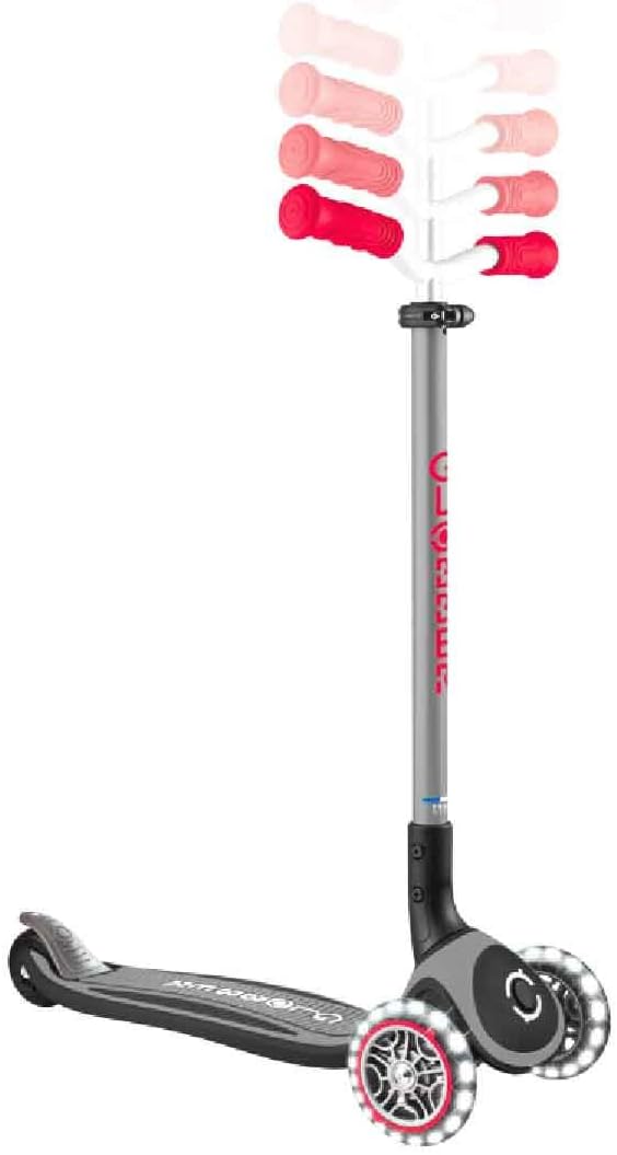 GLOBBER Master Lights Children's Scooter, 120/80 mm, ABEC 9, 3 Wheels, Height Adjustable, LED Light Wheels, Black/Red