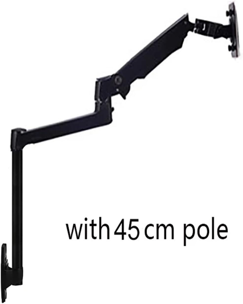 XSJ8012W-450 Wall Mount Full Motion Monitor Mounting Arm Aluminum Mechanical Spring Arm Monitor Stand(Black - 45cm Pole)