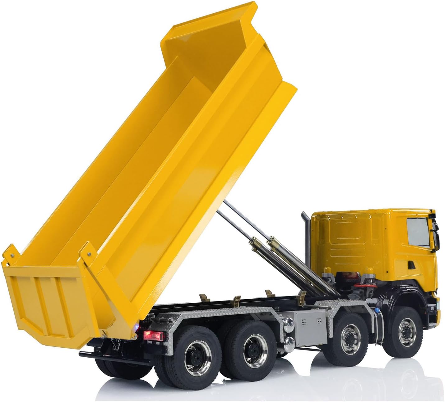 1/14 8x8 RC Hydraulic Full Dump Truck Roll-Off Dumper Car Differential Lock Axles Remote Controller and Receiver for Adult Hobby(Yellow)
