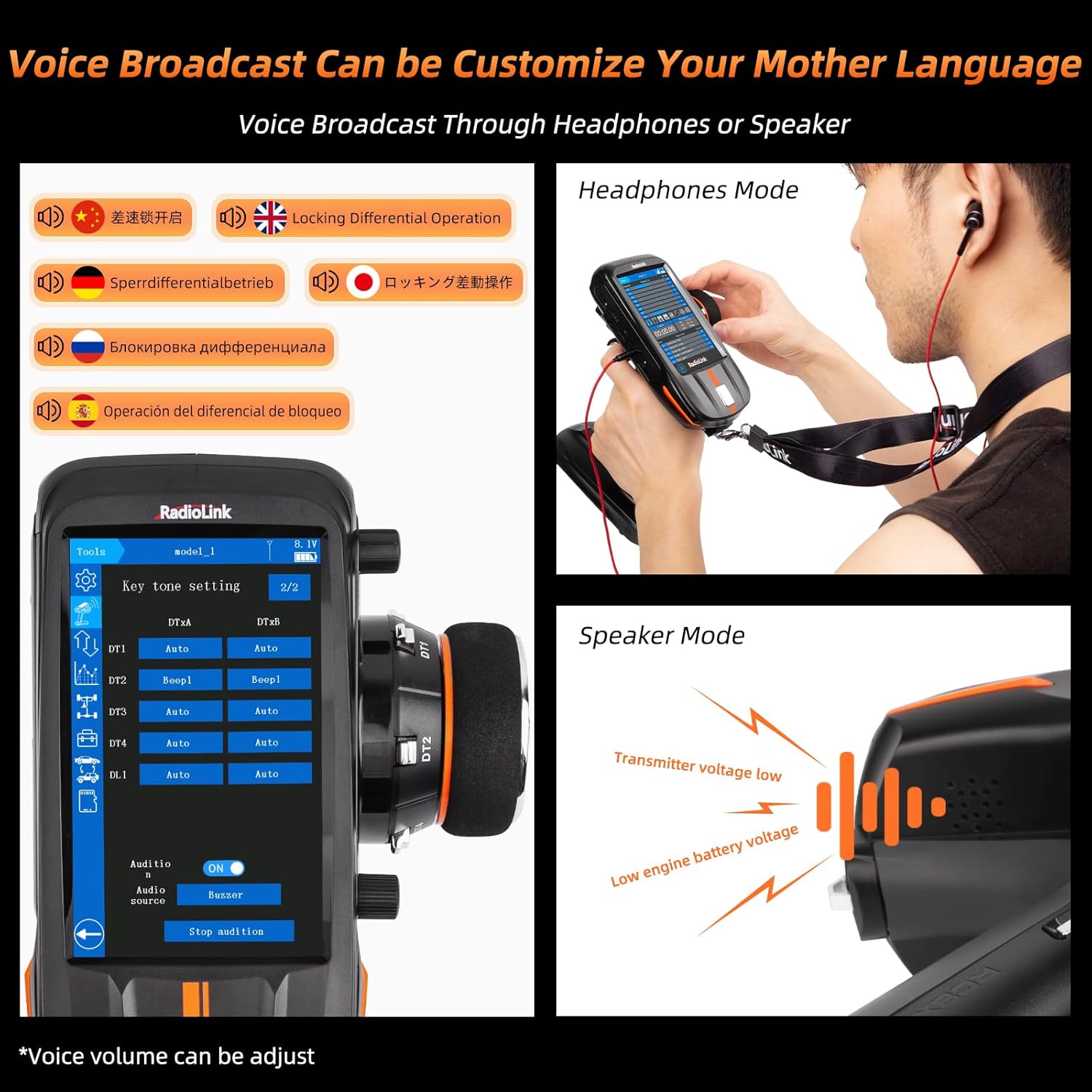 Radiolink RC8X 8 Channels 2.4G RC Transmitter and R8FG&R4FGM V2.1 Gyro Receiver, Voltage Telemetry Surface Remote Controller, 4.3