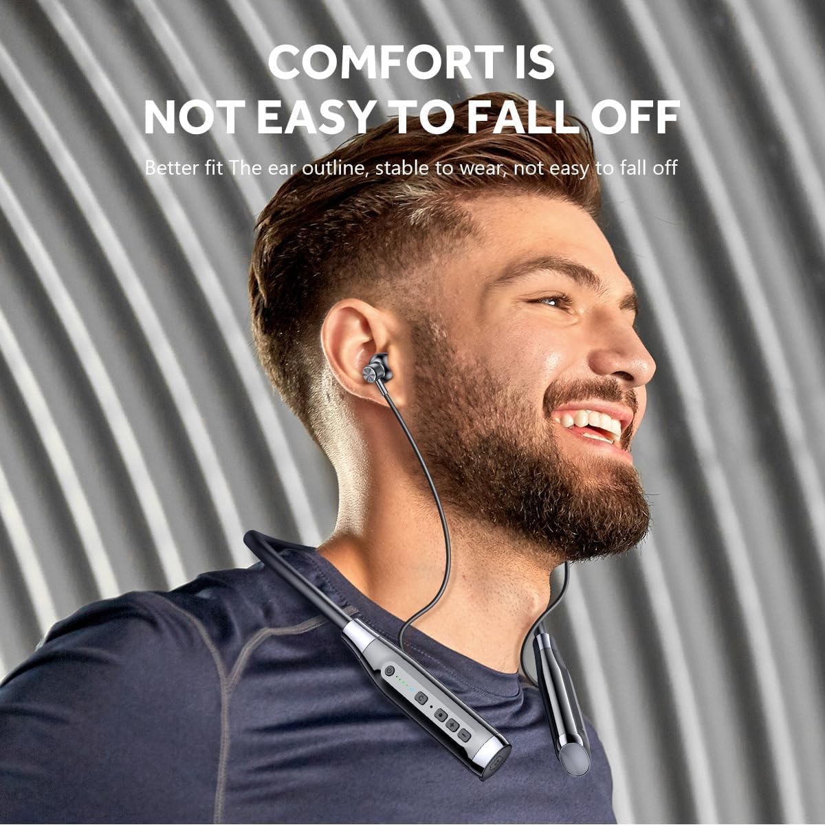 Bluetooth Headphones Wireless Neckband Bluetooth Headset with 100H Playtime,Sports Waterproof Earphones with Durability,Noise Cancelling with Mic for Phone Laptop PC TV Running Workout,Black