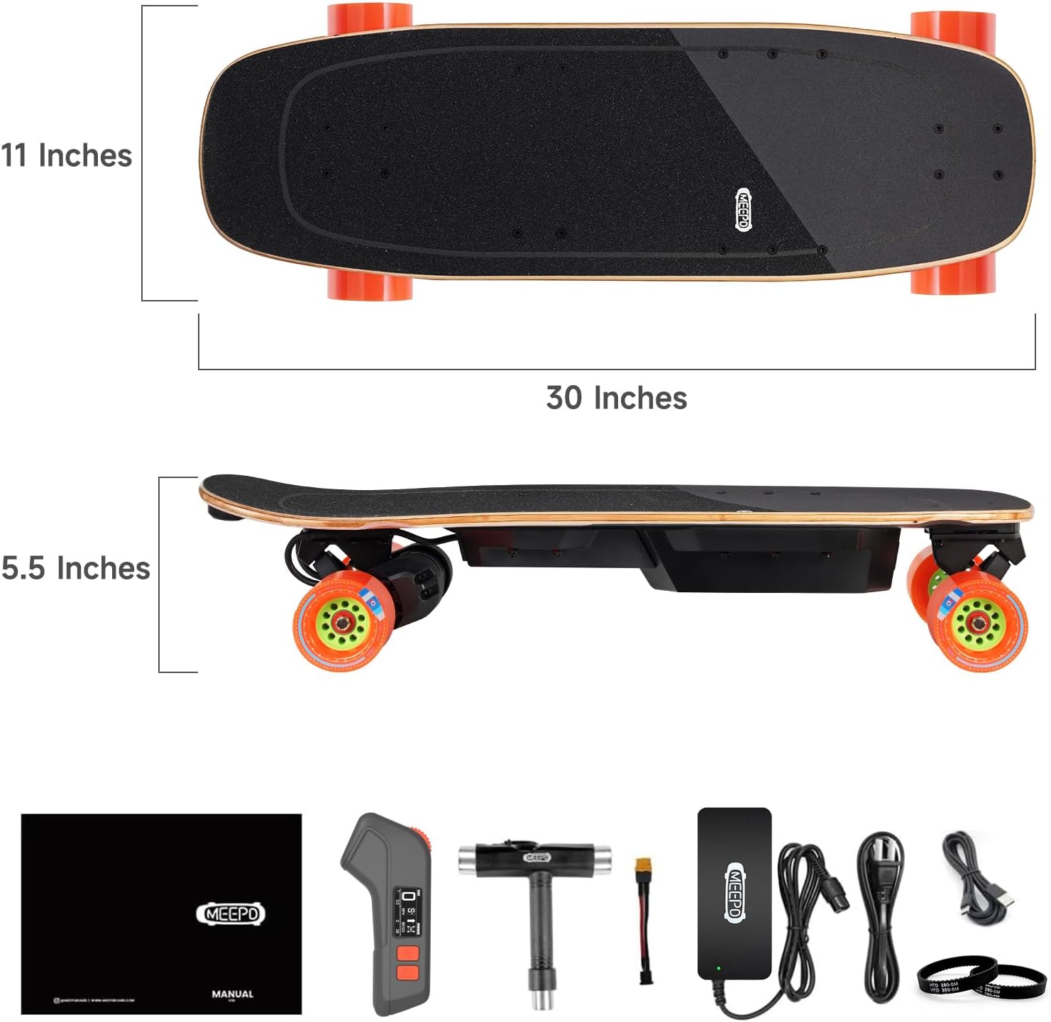MEEPO Mini Series Electric Skateboard with Remote, Up to 26-32 MPH Top Speed, 11-24Miles Range,330 Pounds Max Load, 30-34 Inches Maple Cruiser for Adults and Teens, Mini5 MINI3 Max Edge Flow