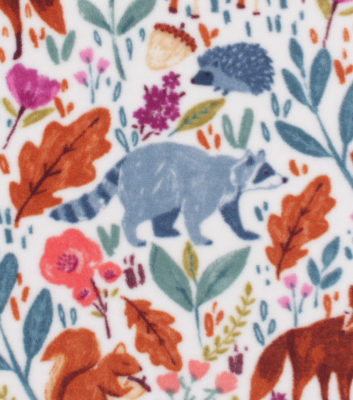 Watercolor Woodland Animals Anti Pill Fleece Fabric