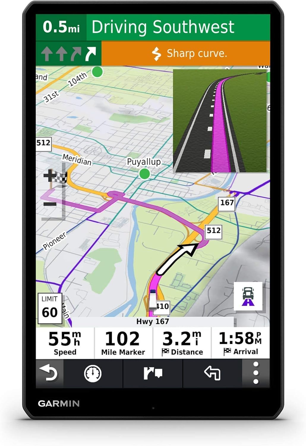 Garmin dēzl OTR1000, 10-inch GPS Truck Navigator, Easy-to-read Touchscreen Display, Custom Truck Routing and Load-to-dock Guidance (Renewed)