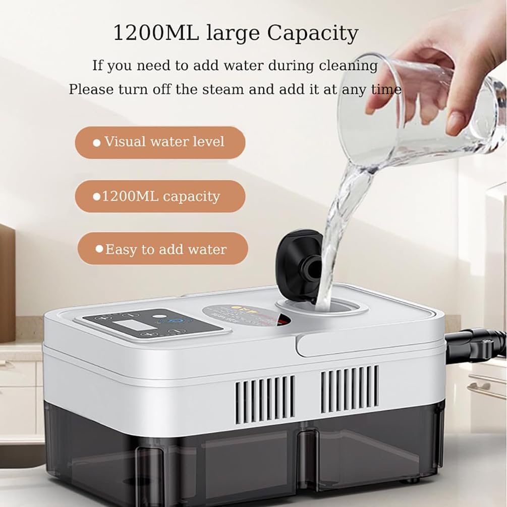 FlexiSpaceUS High Pressure Handheld Steam Cleaner, 1600W Handheld High Temperature Touch Screen Cleaner with 6 Brush Heads, 1200ml Tank, 3.0 Bar (Red)