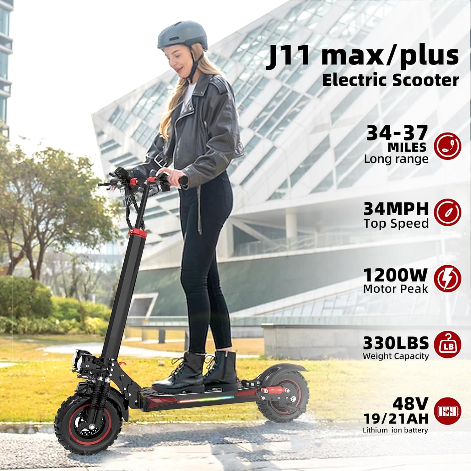 Electric Scooter for Adults, 37 Miles Long Range, 34 Mph, 11