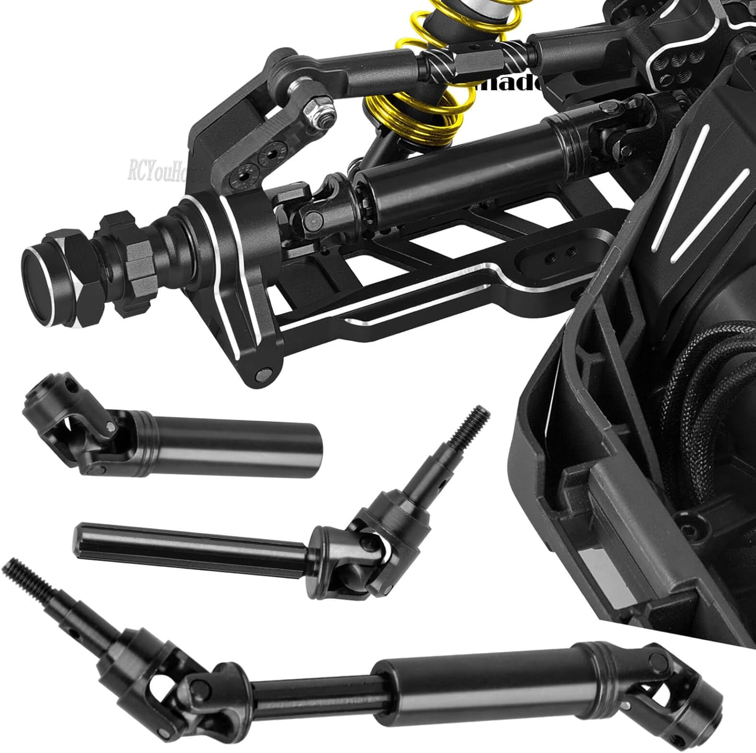RC Upgrades Part for 1/10 Jato 4WD 4X4 VXL,Suspension Arms/Shock/Shock Tower/Caster Block/Steering Blocks/Stub Axle Carriers/Driveshaft CVD/Arms Mount/Links/Wing Mount/Wing Washer,Black