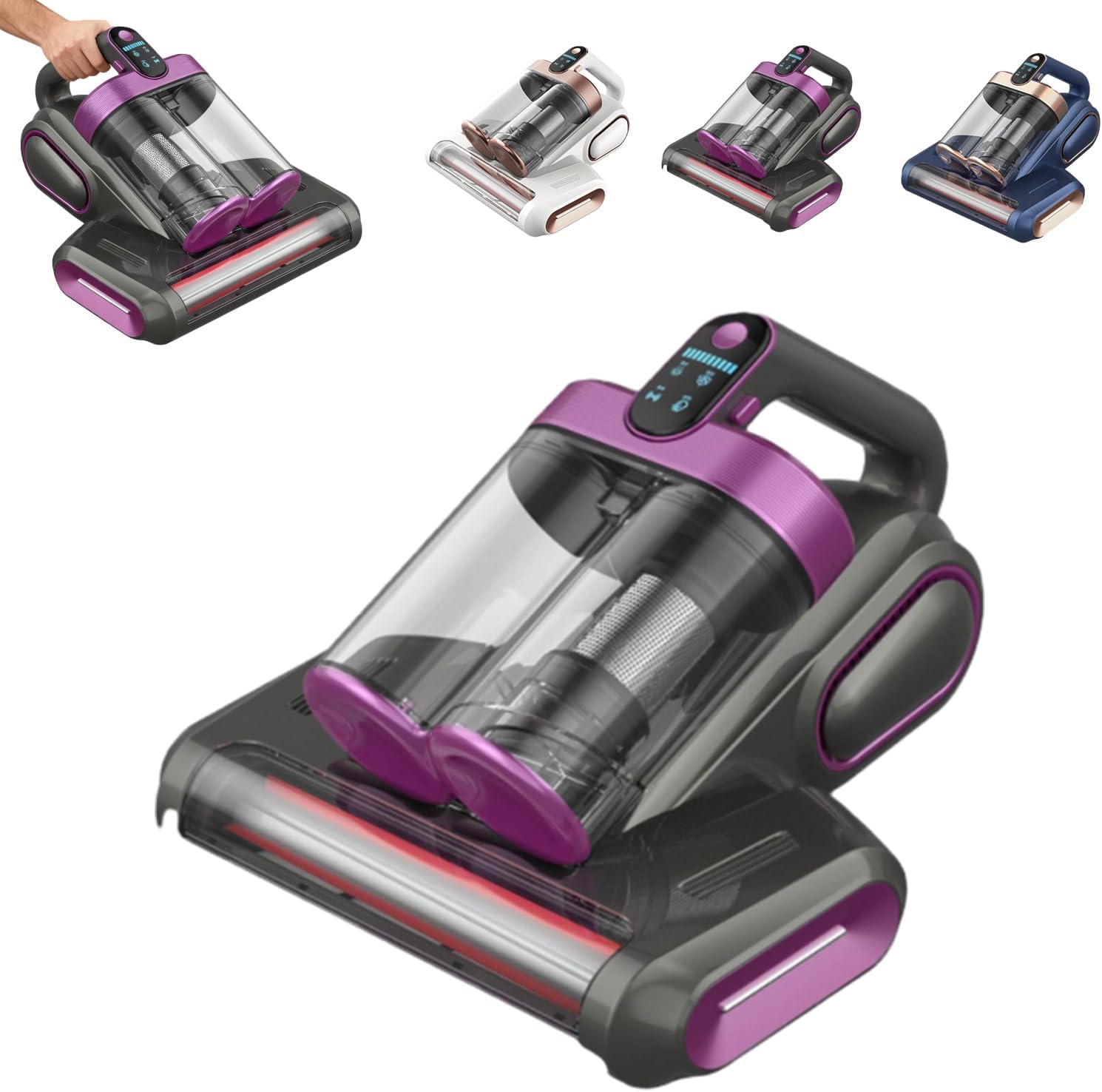 Lawxibm Powerful Mattress Vacuum, 80000 RPM/Min Brushroll Rotation, Portable Handheld Vacuum for Bed/Fabric Sofa/Carpet Cleaning