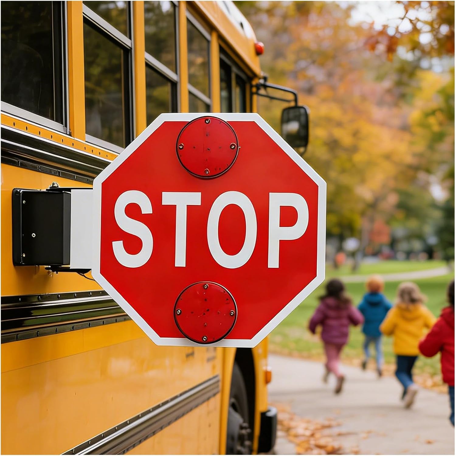 School Bus Parking Stop Signs - Blinking Stop Sign Lights with Metal Frame, High-Visibility Traffic Warning Signs, Dc 12v/24v, 1/2/4 Pcs,for Bus Lane, School Buses Zones 2Pcs-24V