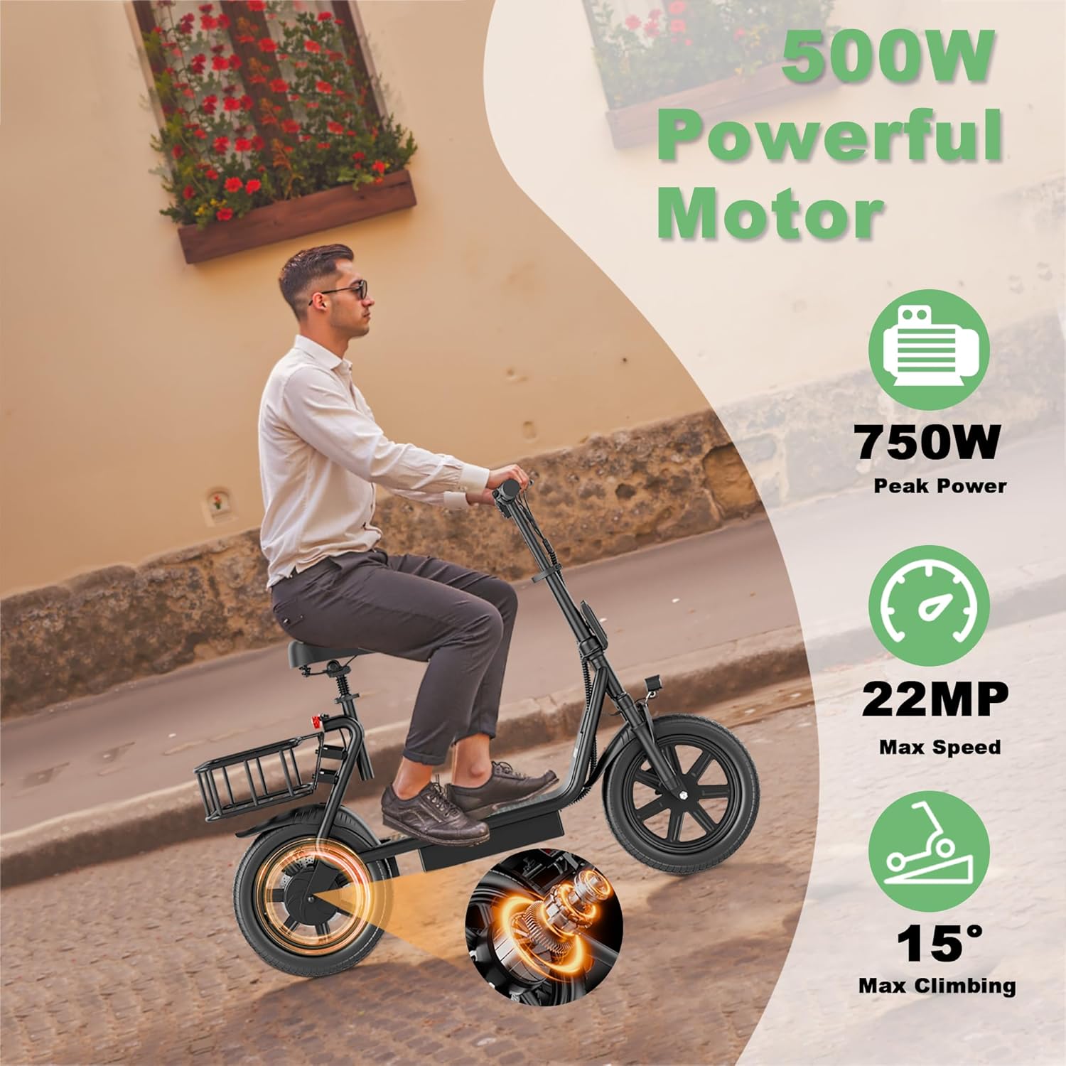 NAVIC Electric Scooter Adults,Max 19/27/49 Miles Ranges,Top Speed 19/22 mph,350/500W Peak Motor, Folding E-Scooter with Dual Braking Dual Suspension