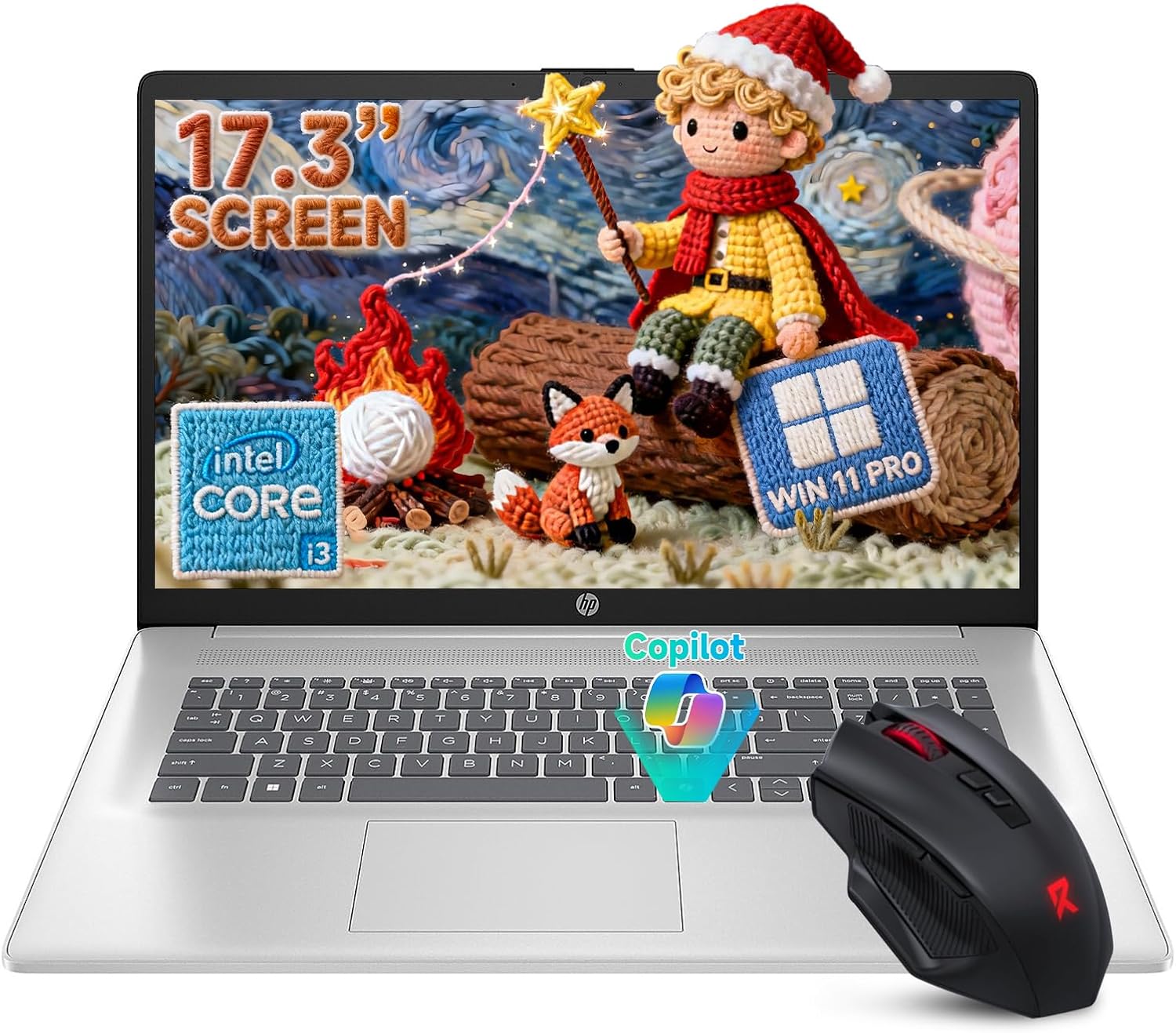 HP 2026 17 inch FHD Laptop Computer, Intel Core i3-N305, Windows 11 Pro, Copilot AI, Up to 9.5 Hours Battery Life for Student & Business, Wi‑Fi6, Bluetooth5.4, with Accessory (8GB RAM | 512GB SSD)