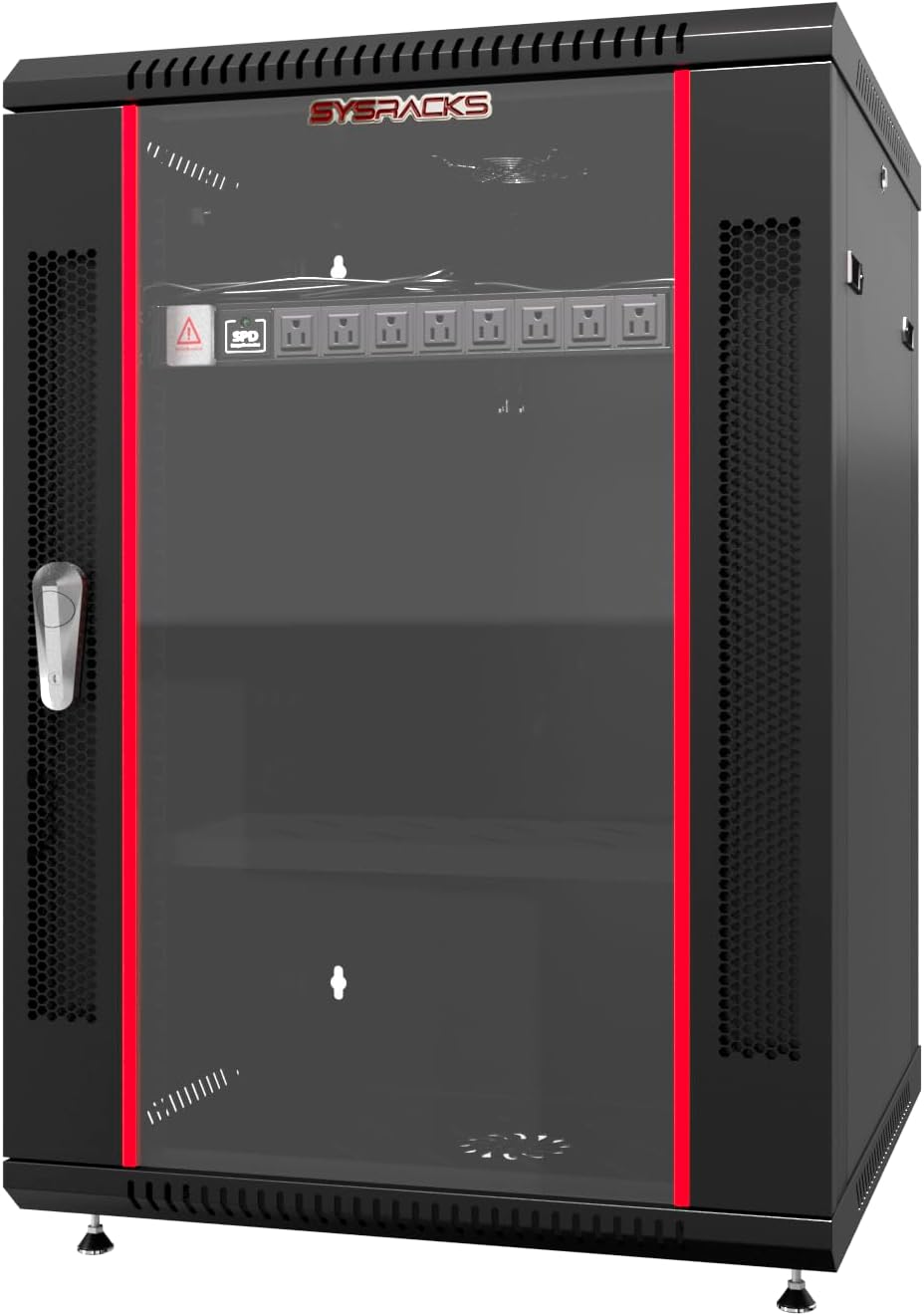 Sysracks 15U Networking Cabinet 24-inch Depth Server Rack Locking Network Enclosure with Fan