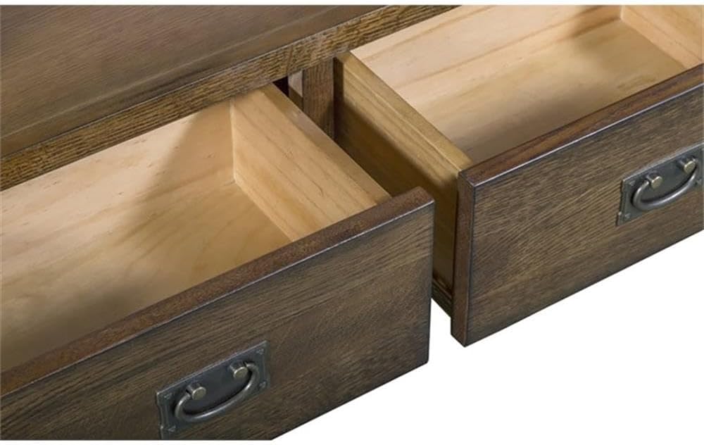 Crafters and Weavers Mission Quarter Sawn Oak Bookcase with 2-Drawers & Open Shelves