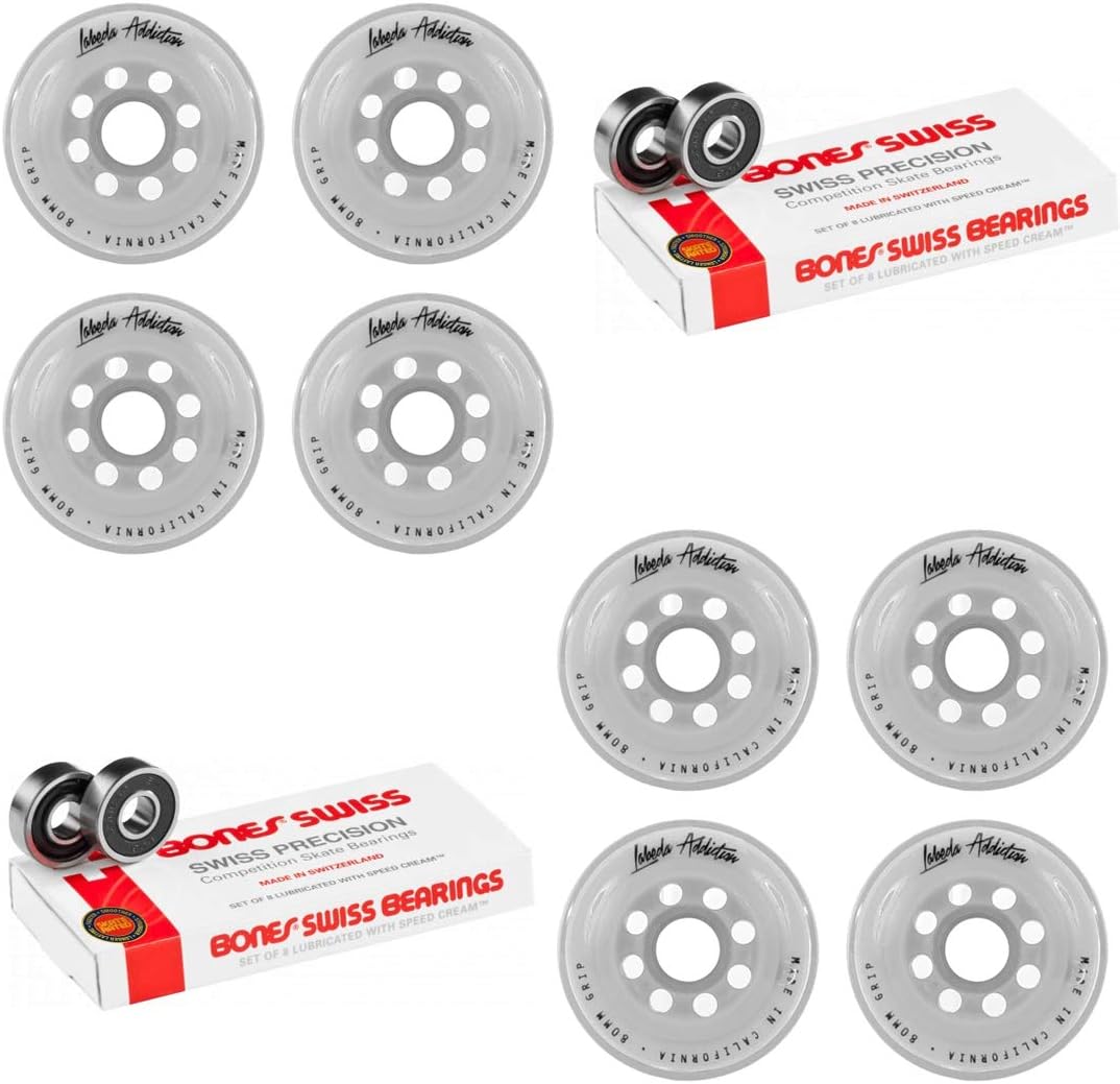 Labeda Inline Roller Hockey Skate Wheels Addiction White 80mm 8 Set Bones Swiss