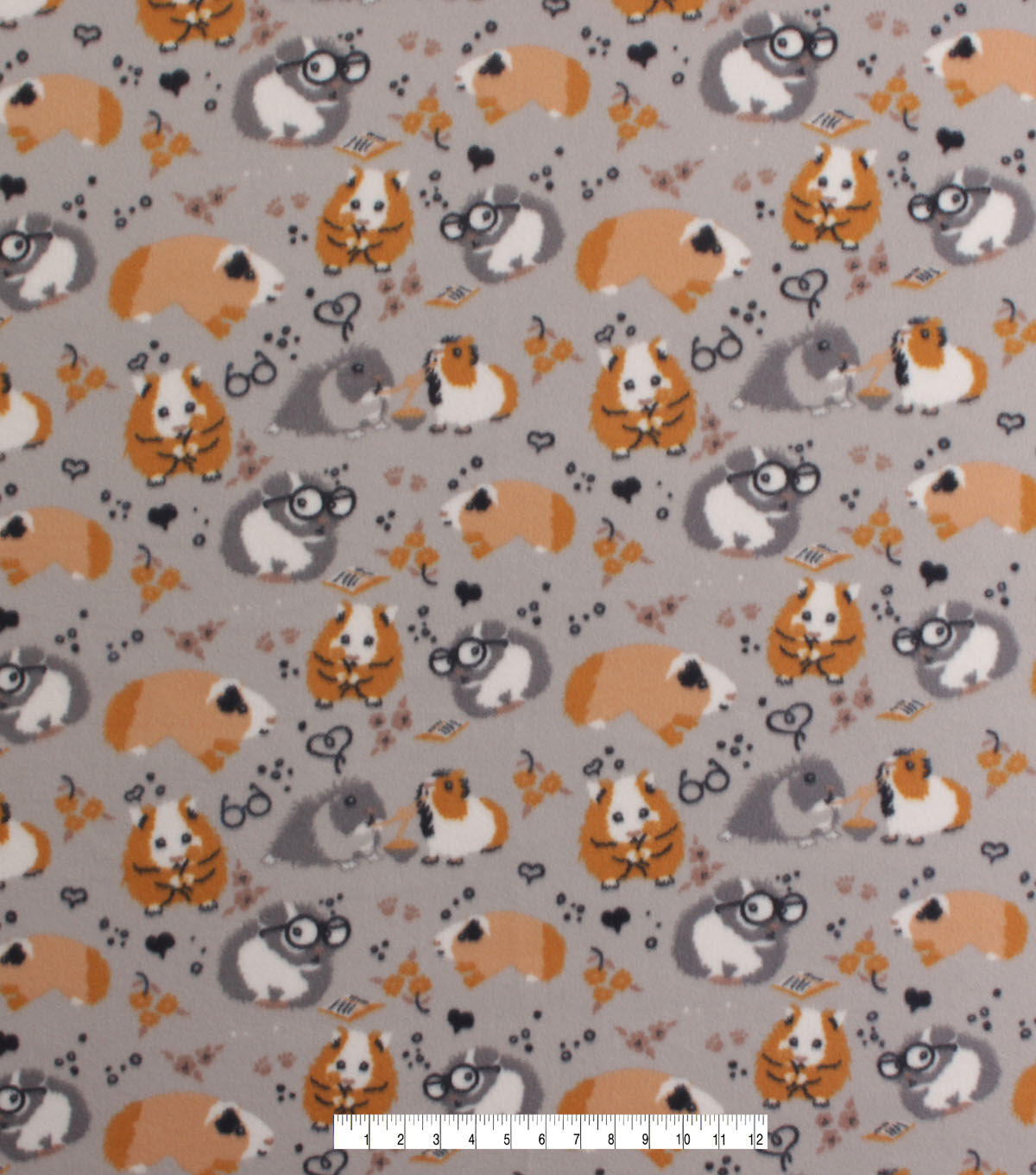 Gerbils on Gray Blizzard Fleece Fabric