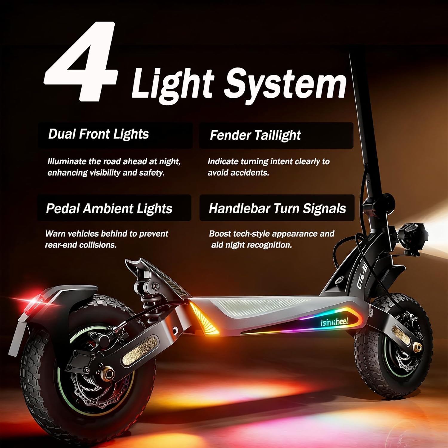 isinwheel GT4 Electric Scooter,2400W Dual Motor, 50 Miles Range,Up to 45MPH Folding E Scooter for Adults, 12'' Off Road Tires,330 lbs Load,Off Road Electric Scooter for Adult with Dual Suspension,APP