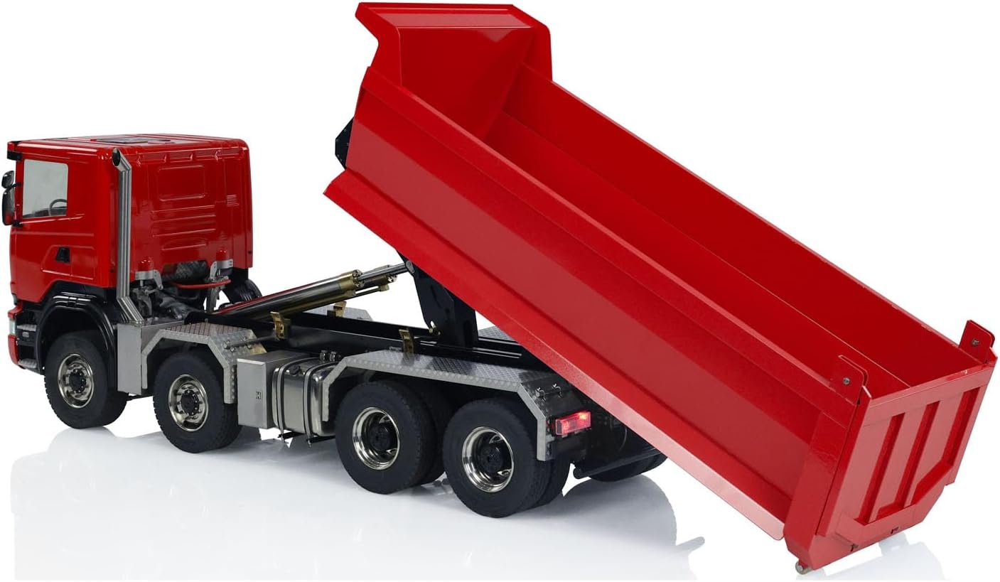 TOUCAN RC HOBBY 1/14 RC Hydraulic Full Dump Truck 8x8 Roll Off Dumper Car Differential Lock Axle for Ages 14+