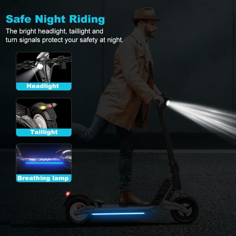 Electric Scooter with 500W/800w Motor up to 19/25 MPH & 21 /28Miles Range, 10 inch Pneumatic Tires,Smart APP Control, Scooter with Dual Brakes, E Scooter with Dual Braking for Adult