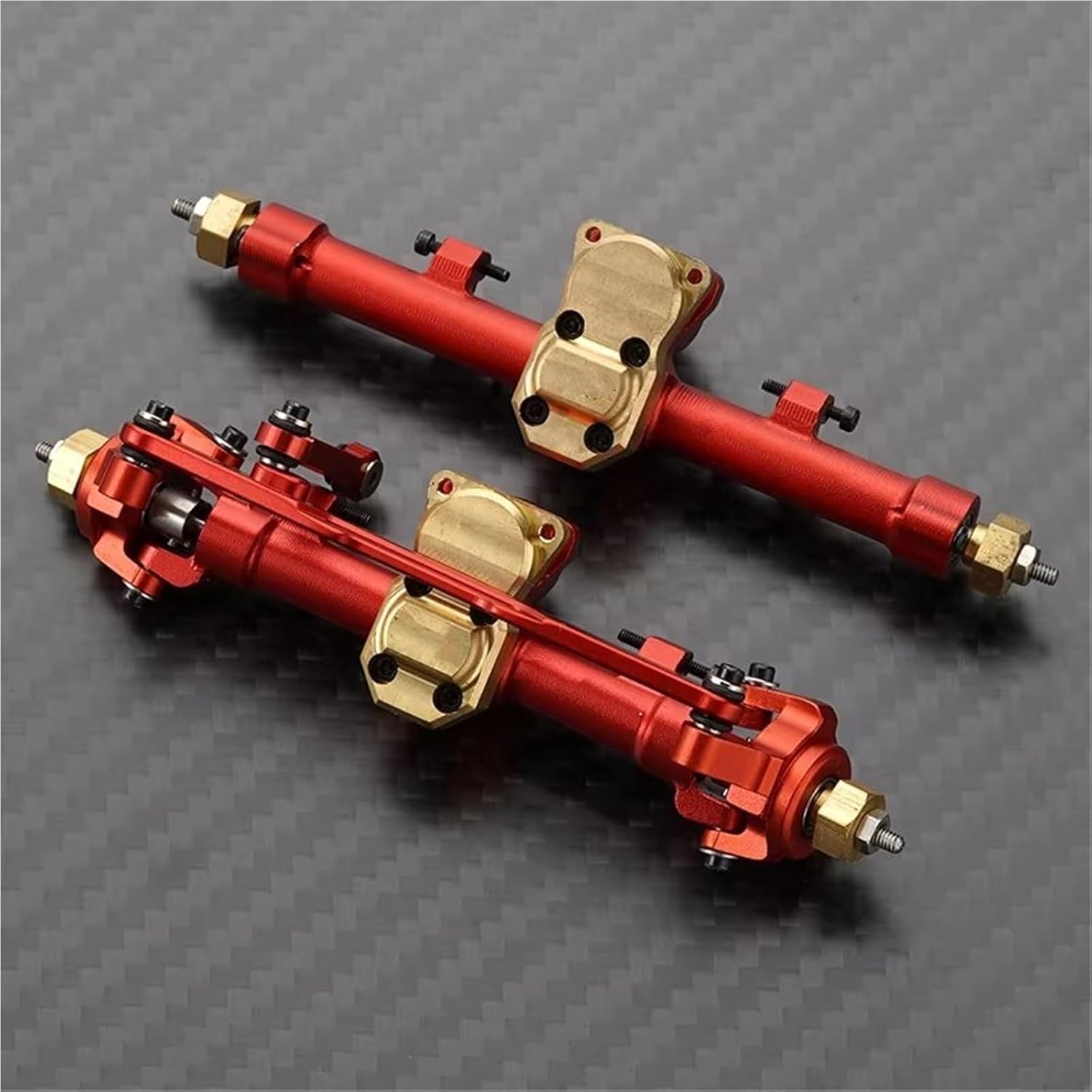 Compatible with Axial for SCX24 1/24 RC Car Upgrade Part Accessories Aluminum Alloy 2pcs Complete Front Rear Axle RC Car Parts(Red)