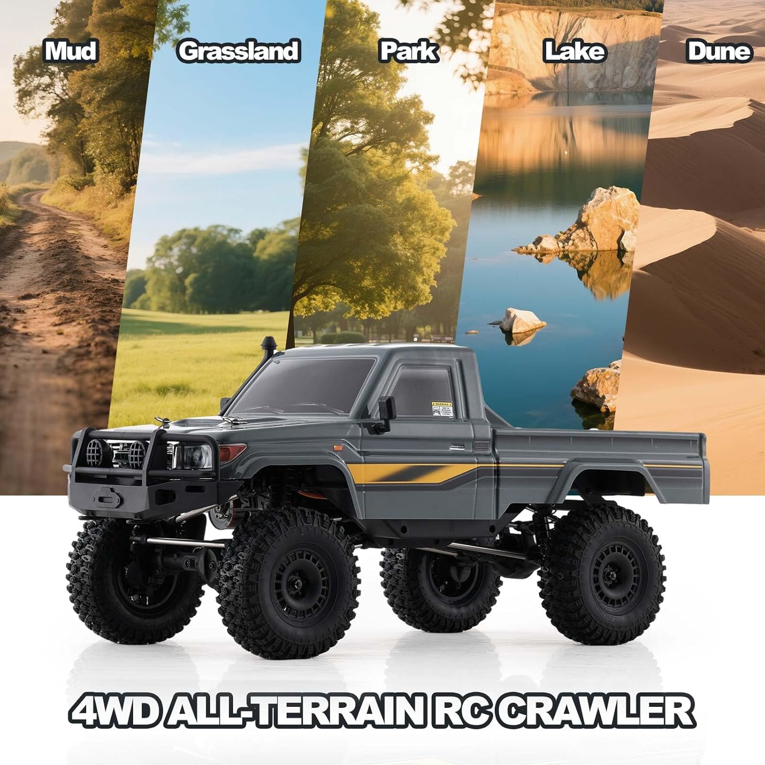 BEEZRC YKHOBBY 1/10 YK41011 Simulation LC79 RC Crawler,4WD Off Road RC Rock Truck, Manual Differential Lock, Brushed RC Climbing Car, Remote Control Car for Adults for Beginner-Friendly RTR Grey