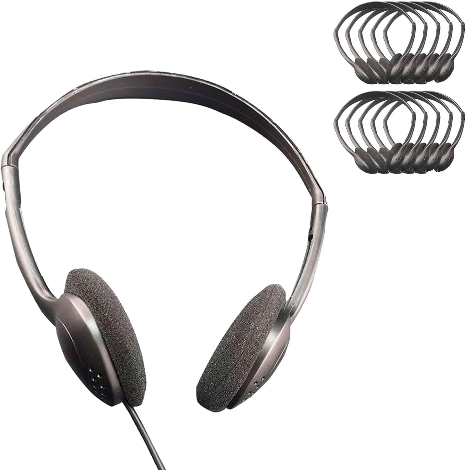 HamiltonBuhl PER/200 Personal Economical Headphones 200‑Pack – On‑Ear Foam Cushions, 3.5mm Plug, Lightweight Classroom Headphones for Tablets, Computers & Mobile Devices