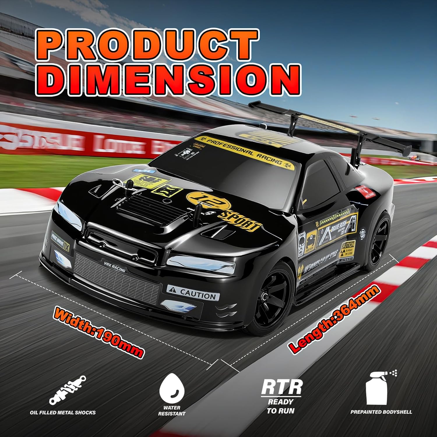 FULLFUN WYVERN 1/10 Scale RC Car for Adults, 36 MPH High-Speed 4WD Brushless Electric On-Road Touring & Drift Car, RTR with LiPo Battery & 2.4G Remote
