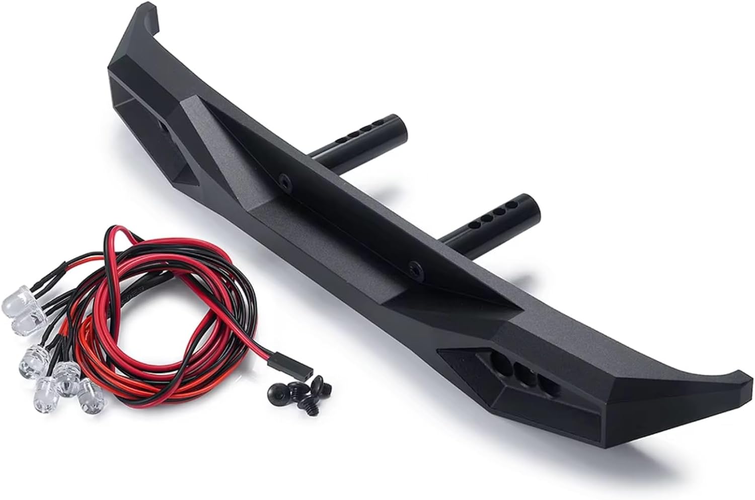 Compatible with Axial SCX6 AXI05000 for Wrangler AXI05001 Trail Honcho 1/6 RC Crawler Car Truck Metal Front Rear Bumper with Light RC Car Part Accessories(1set)