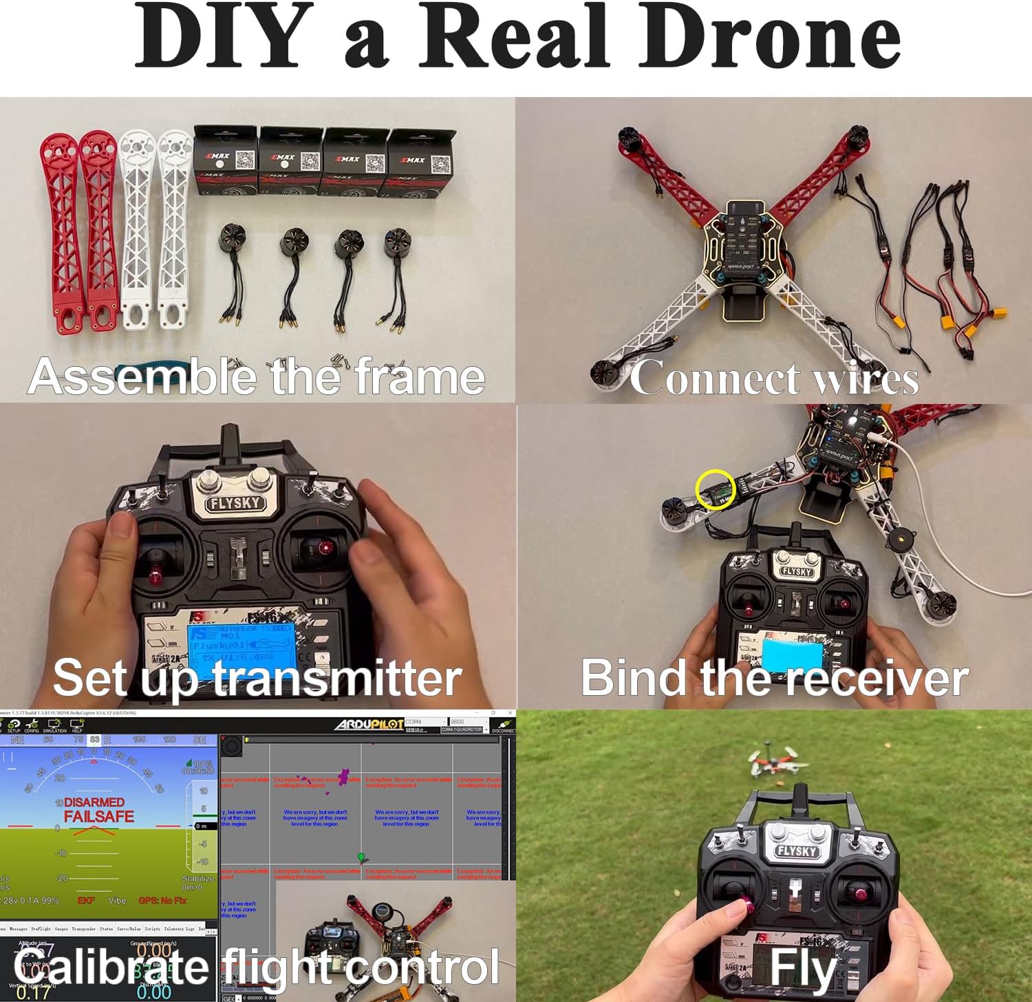 HAWK'S WORK F450 Drone Kit to build, Frame + Pixhawk + GPS + Power Module + ESC + Brushless Motor + Prop + Battery + Accessory + Guild Book & Video (B)