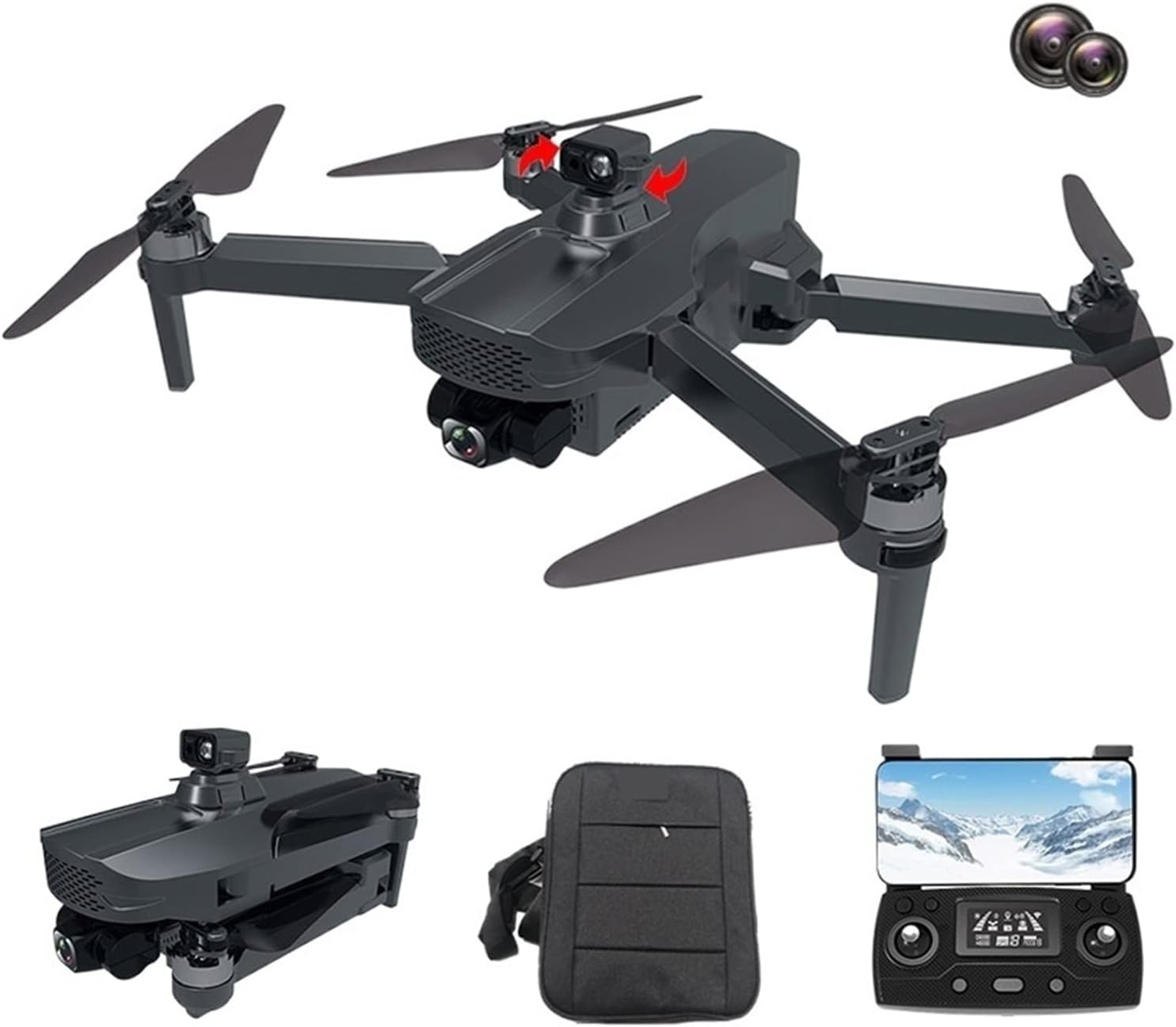Drone Drone 4K Professional Dual HD Camera Three-Axis Gimbal Optical Flow Brushless Motor Foldable Quadcopter RC One Key Take Off/Landing (Color : 011 Pro Max 2B 32G Size : 1) (011 Pro Max 3b 32g 1)