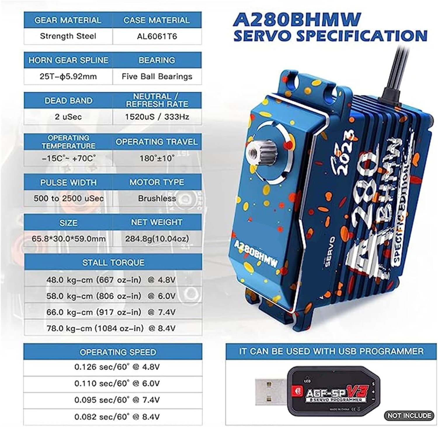 A280BH 78KG High Torque Waterproof Brushless Motor for 1/5 Scale Servo(Combo Set)