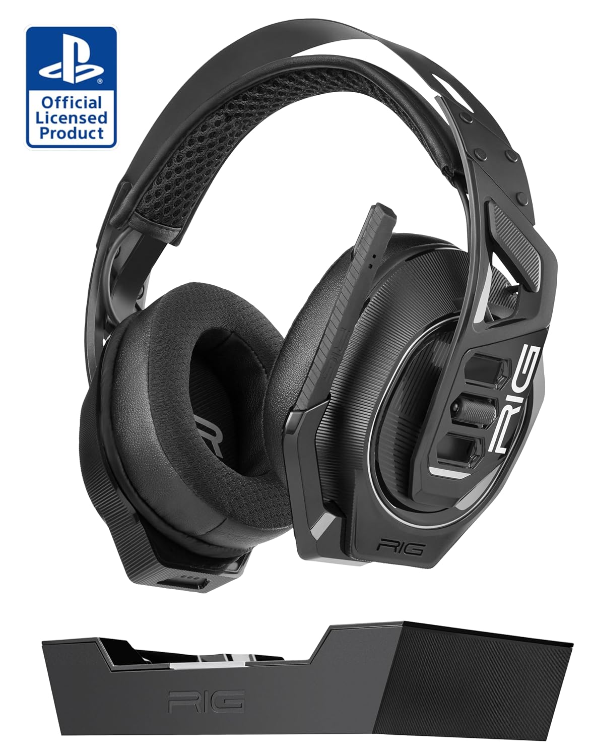 RIG 900 MAX HS Multi-Platform Dual Wireless Gaming Headset with Bluetooth Officially Licensed for PlayStation PS5, PS4 - Compatible with PC, Switch, Steam Deck, Android, iPhone - Charging Base